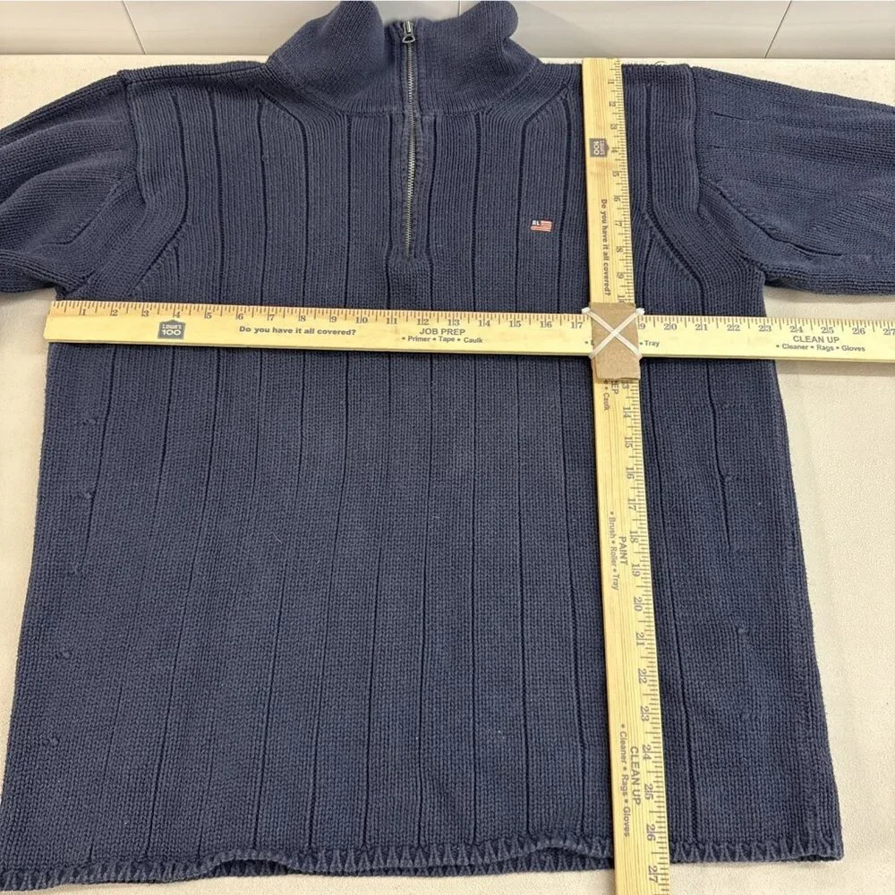 Vintage Polo Jeans Co Knit Sweater XL Navy Blue 1/4 Zip Pullover Long Sleeve Y2K